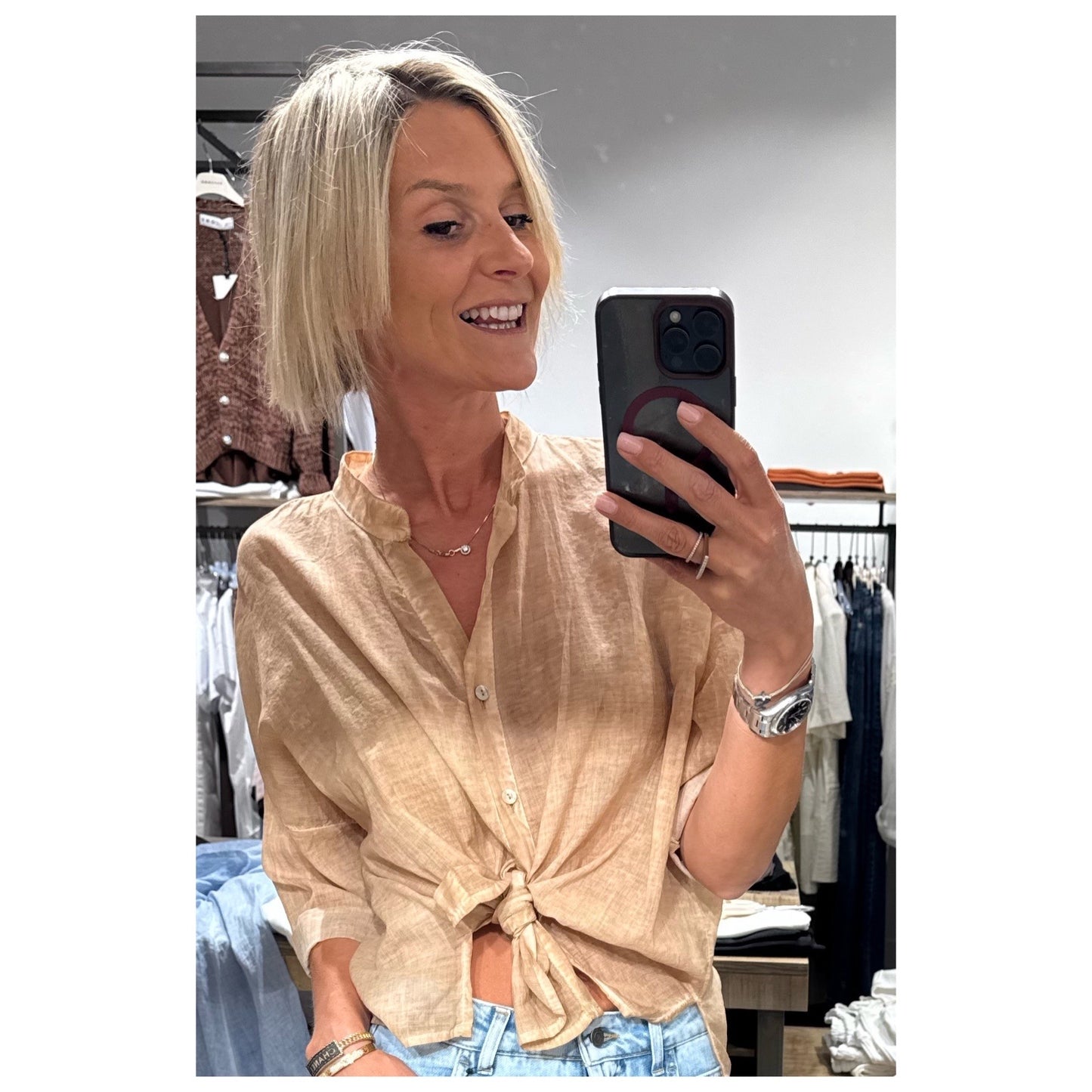 Camicia collo coreana mussola manica 3/4 - have one