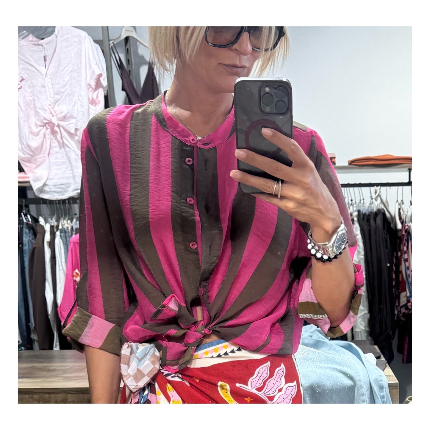 camicia riga moro fuxia- Haveone