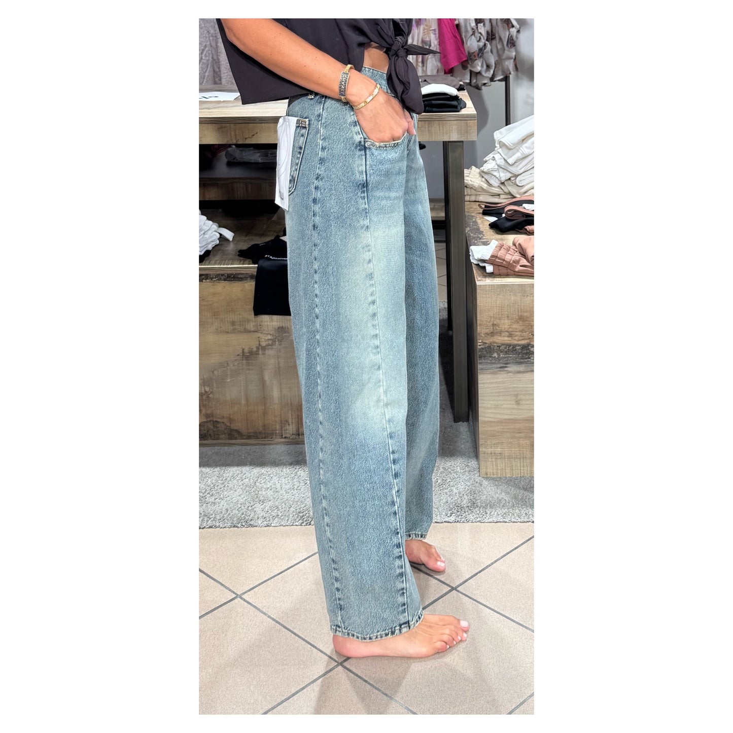 Jeans barrell Lucy lavaggio medio - Haveone