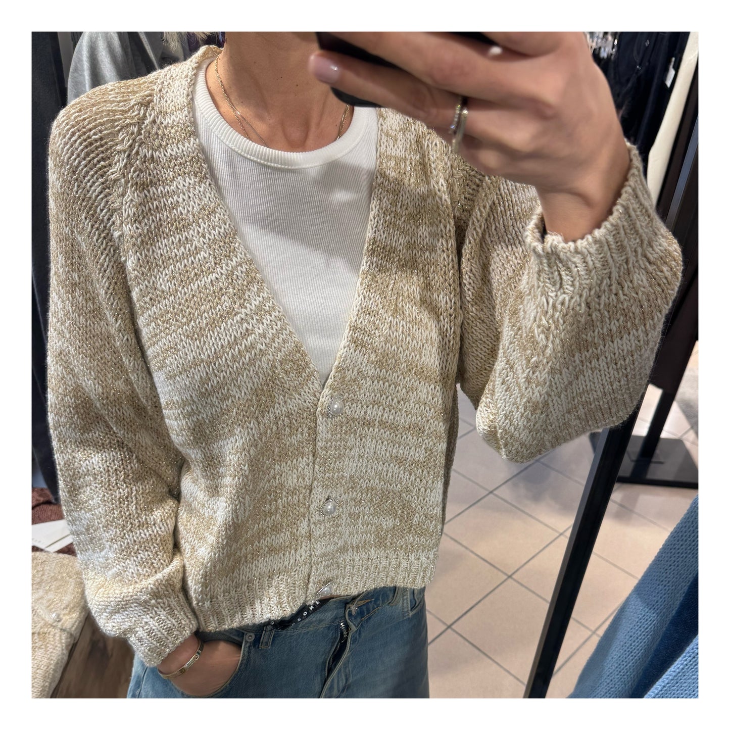 Cardigan lurex mélange bottone perla - Have one