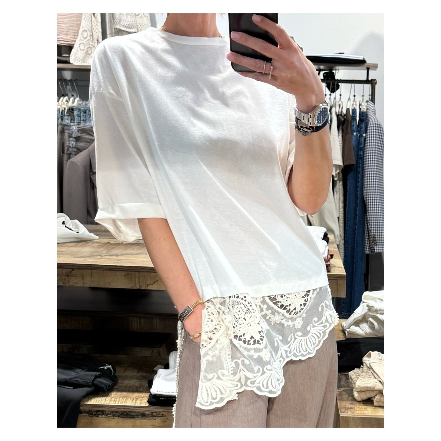 T-shirt pizzo asimmetrico - Tensione In
