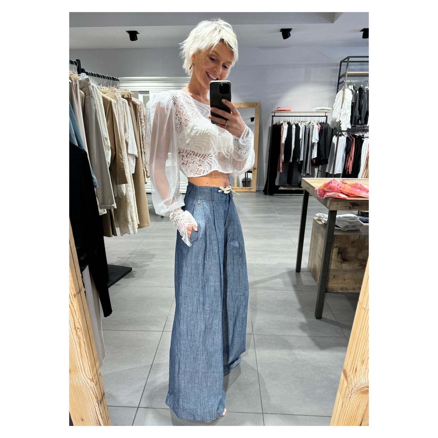 Panta palazzo denim leggero - Souvenir