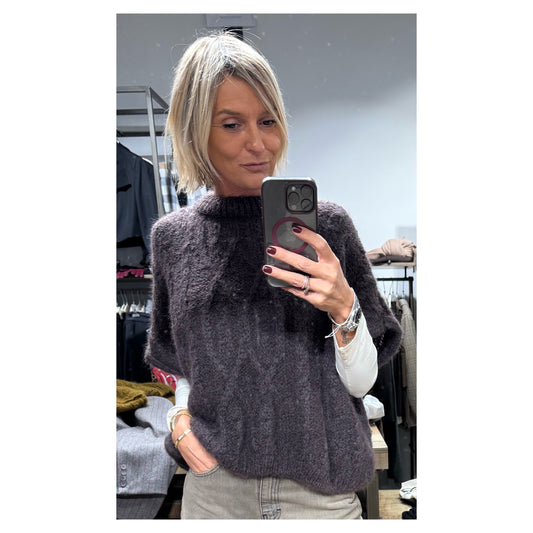 Maglione treccia misto mohair manica corta - Souvenir