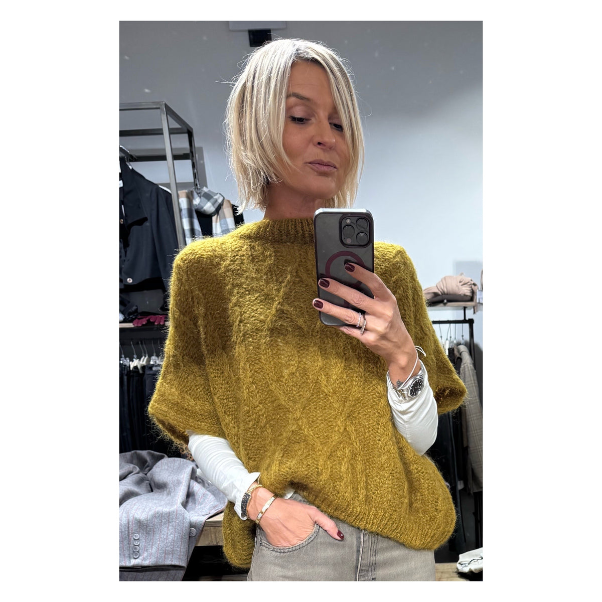 Maglione treccia misto mohair manica corta - Souvenir