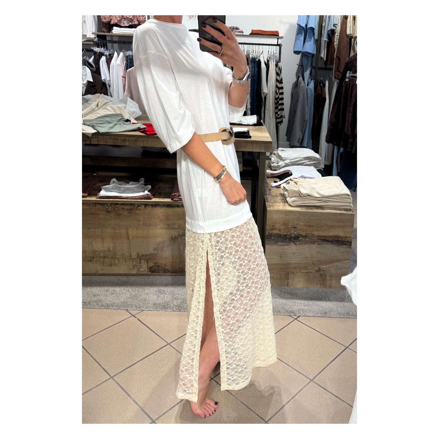 Abito Maxi t-shirt e pizzo - Tensione In