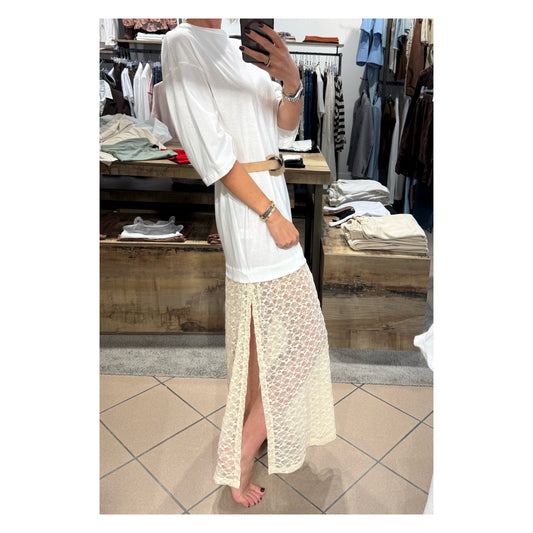 Abito Maxi t-shirt e pizzo - Tensione In