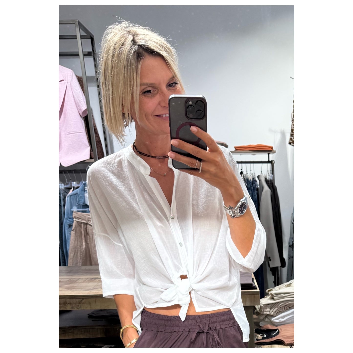 Camicia collo coreana mussola manica 3/4 - have one