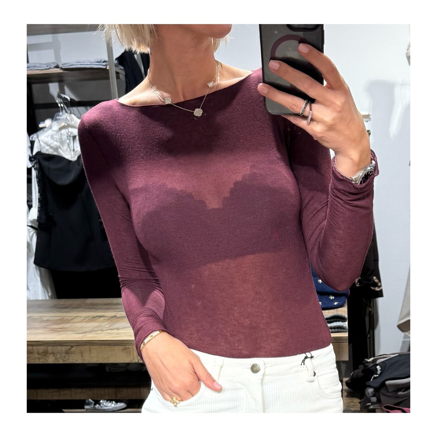 Body sottile misto cachemire - tensione in