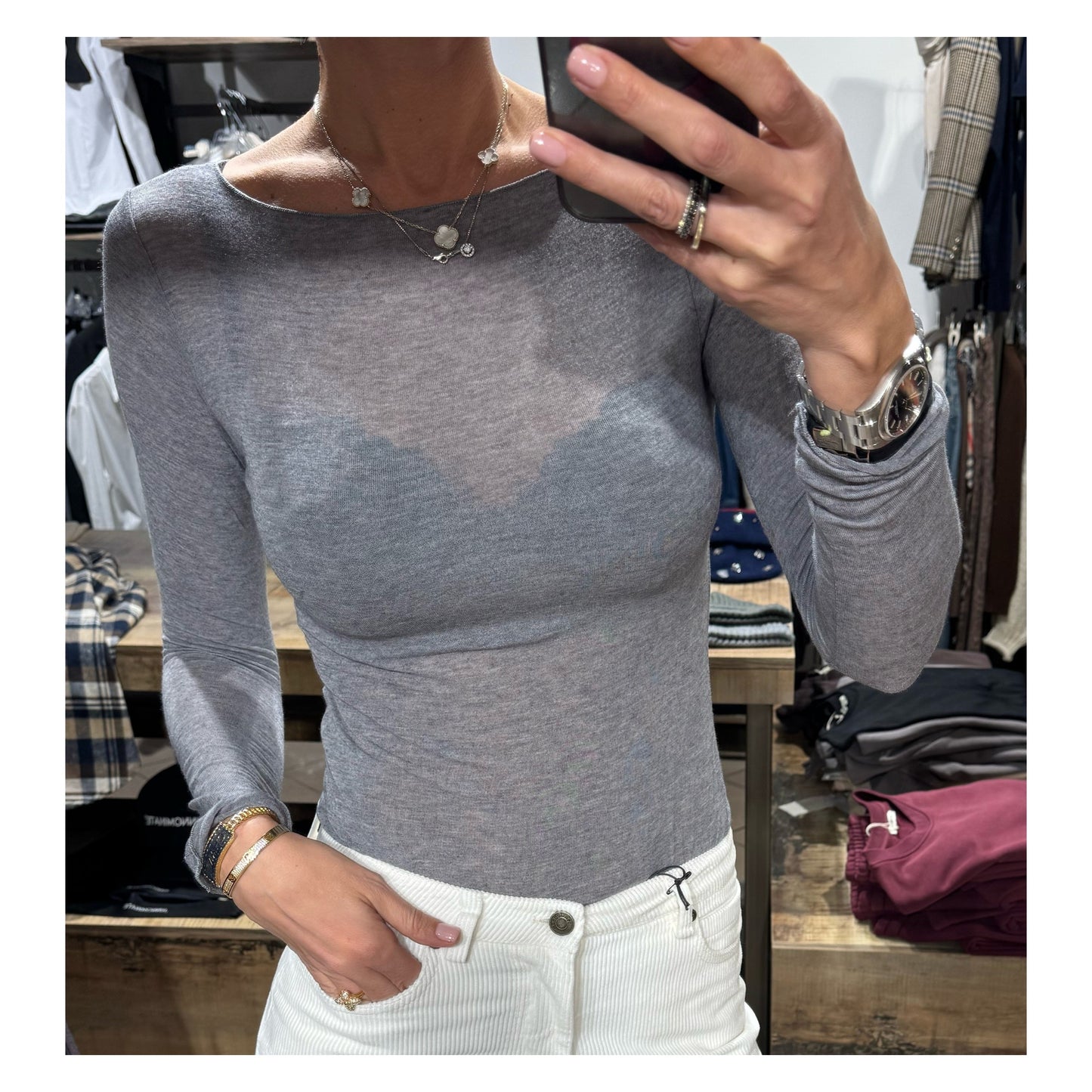 Body sottile misto cachemire - tensione in