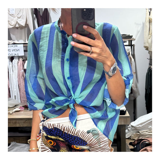 Camicia riga blu azzurro -  Haveone