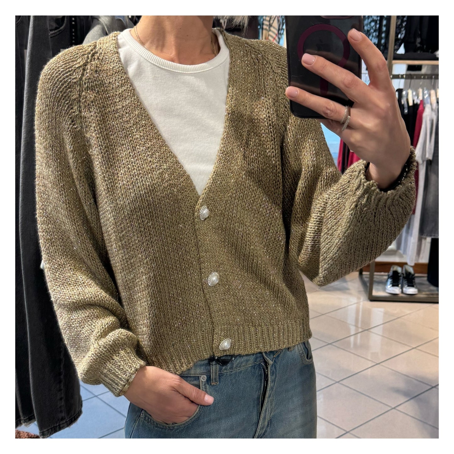 Cardigan lurex mélange bottone perla - Have one