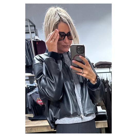 Bomber finta pelle arricciato - Haveone