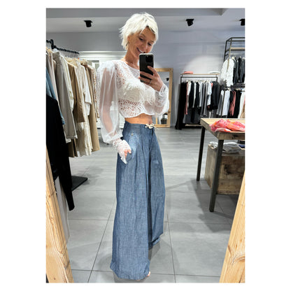 Panta palazzo denim leggero - Souvenir