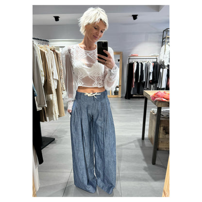 Panta palazzo denim leggero - Souvenir